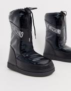 Love Moschino - Snestøvler med peace-tegn og logo-Sort