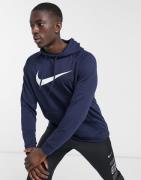 Nike - Training - Marineblå hættetrøje med swoosh-logo