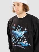 HUF Space Dolphins Wash Crewneck Sweater sort