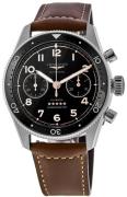 Longines Herreur L3.821.4.53.2 Spirit Flyback Sort/Læder Ø42 mm