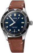 Oris Herreur 01 733 7707 4055-07 5 20 45 Diving Blå/Læder Ø40 mm