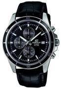 Casio Herreur EFR-526L-1AVUEF Edifice Sort/Læder Ø43.8 mm
