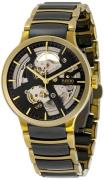 Rado Herreur R30180162 Centrix Skeletskåret/Gul guldtonet stål Ø38
