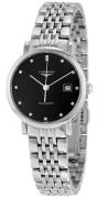 Longines Dameur L4.310.4.57.6 Elegant Sort/Stål Ø29 mm