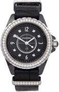 Chanel Dameur H4189 J12 Sort/Læder Ø33 mm