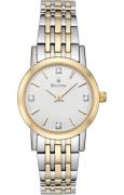 Bulova Dameur 98P115 Diamond Sølvfarvet/Gul guldtonet stål Ø27 mm