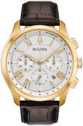 Bulova Herreur 97B169 Hvid/Læder Ø45 mm