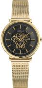 Versace Dameur VE8102119 V Circle Sort/Gul guldtonet stål Ø38 mm
