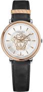 Versace Dameur VE8102919 V Circle Sølvfarvet/Læder Ø38 mm