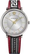 Versace Herreur VE5A01421 V Circle Sølvfarvet/Læder Ø42 mm