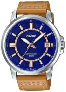 Casio Herreur MTP-E130L-2A Enticer Blå/Læder Ø53 mm