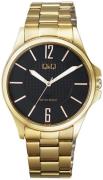Q&Q Herreur QA06J002Y Classic Sort/Gul guldtonet stål Ø39 mm