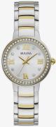 Bulova Dameur 98L271 Crystal Sølvfarvet/Gul guldtonet stål Ø28 mm