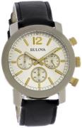 Bulova Herreur 98A141 Sølvfarvet/Læder Ø40 mm