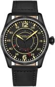 Stührling Original Herreur 4002.6 Aviator Sort/Læder Ø44 mm
