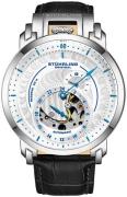 Stührling Original Herreur 942.01 Legacy Sølvfarvet/Læder Ø44 mm