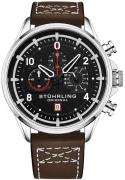 Stührling Original Herreur 929.02 Aviator Sort/Læder Ø45 mm