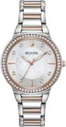 Bulova Dameur 98L258 Hvid/Rosaguldtonet stål Ø32 mm
