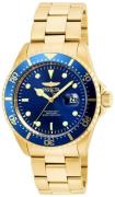 Invicta Herreur 22063 Pro Diver Blå/Gul guldtonet stål Ø43 mm