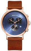 Bering Herreur 10540-467 Classic Blå/Læder Ø40 mm