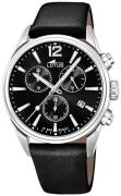 Lotus Herreur 18691/3 Chrono Sort/Læder Ø42 mm