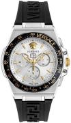 Versace Herreur VE7H00123 Greca Sølvfarvet/Gummi Ø45 mm
