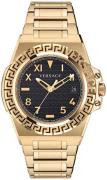 Versace Dameur VE3I00522 Greca Sort/Gul guldtonet stål Ø44 mm