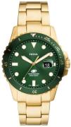 Fossil Herreur FS6030 Blue Grøn/Guldtonet stål Ø42 mm
