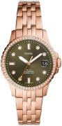 Fossil Dameur ES4970 Classic Grøn/Rosaguldtonet stål Ø36 mm