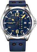 Stührling Original Herreur 3916.4 Aeronaut Blå/Læder Ø43 mm