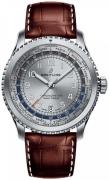 Breitling Herreur AB3521U01G1P1 Navitimer Gmt Sølvfarvet/Læder Ø43