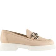 Elegante Beige Loafers i Læder