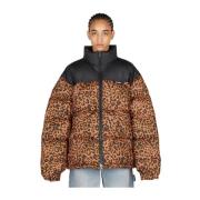 Leopard Print Puffer Jakke