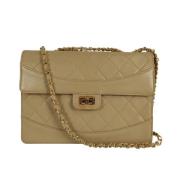 Beige Læder Chanel Flap Taske