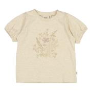 Wheat - T-shirt Flower Embroidery - Buttermilk Melange