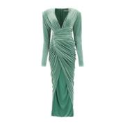 Grøn chenille lang kjole