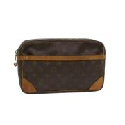 Brugt Brunt Lerret Louis Vuitton Compiegne Clutch Taske