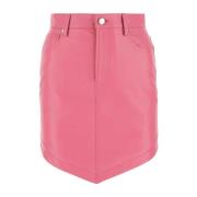 Mørk lyserød læder mini nederdel