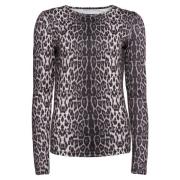 Leopard Print Langærmet Bluse