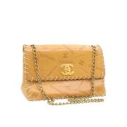 Beige Læder Chanel Flap Taske