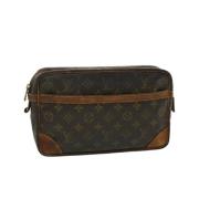 Brugt Brunt Lerret Louis Vuitton Compiegne Clutch Taske