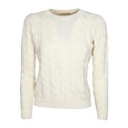 Italiensk Fremstillet Cashmere og Uld Fletning Crewneck Sweater