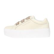 Beige Læder Sneakers, Moderne Stil