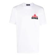 Herre Hvid Bomuld T-shirt med Stilfuldt Print