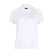 Hvid Button-Front Polo Skjorte