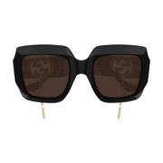 Rektangulære solbriller med GG1022S-005 sort kæde