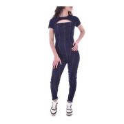 Stretch Denim Jumpsuit - Mørkeblå, Elegant og Trendy