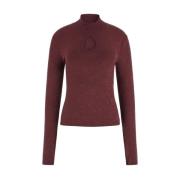 Slim Fit Langærmet Turtleneck T-Shirt - Violet