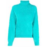 Blå Faux-Fur Roll-Neck Jumper-40