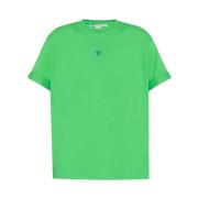 Grøn bomuldst-shirt med stjernebroderi